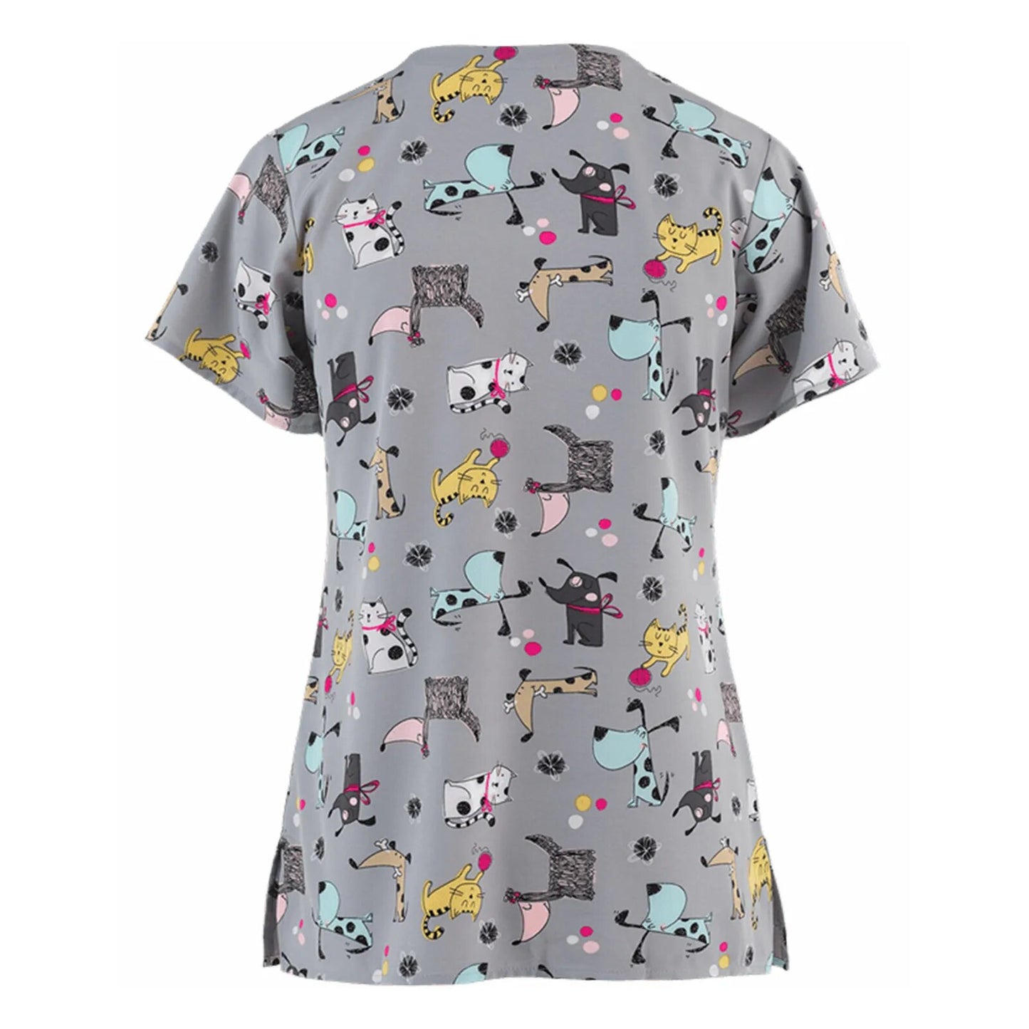 Medical uniforms Women Short Sleeve V-neck scrub Floral Printing pocket Work Wear for dentist nurse scrubs christmas uniform