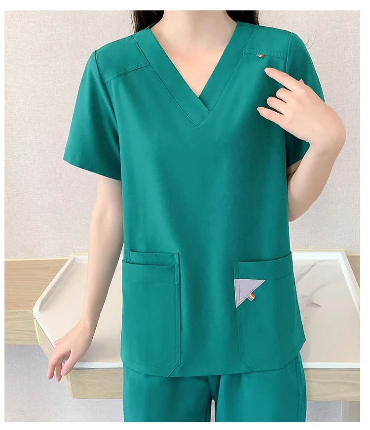 Short Sleeve Medical Clothes Scrubs Nursing Pants Women Thin and Light Fabric  Elastic Medical Uniforms Summer nurse scrubs sets