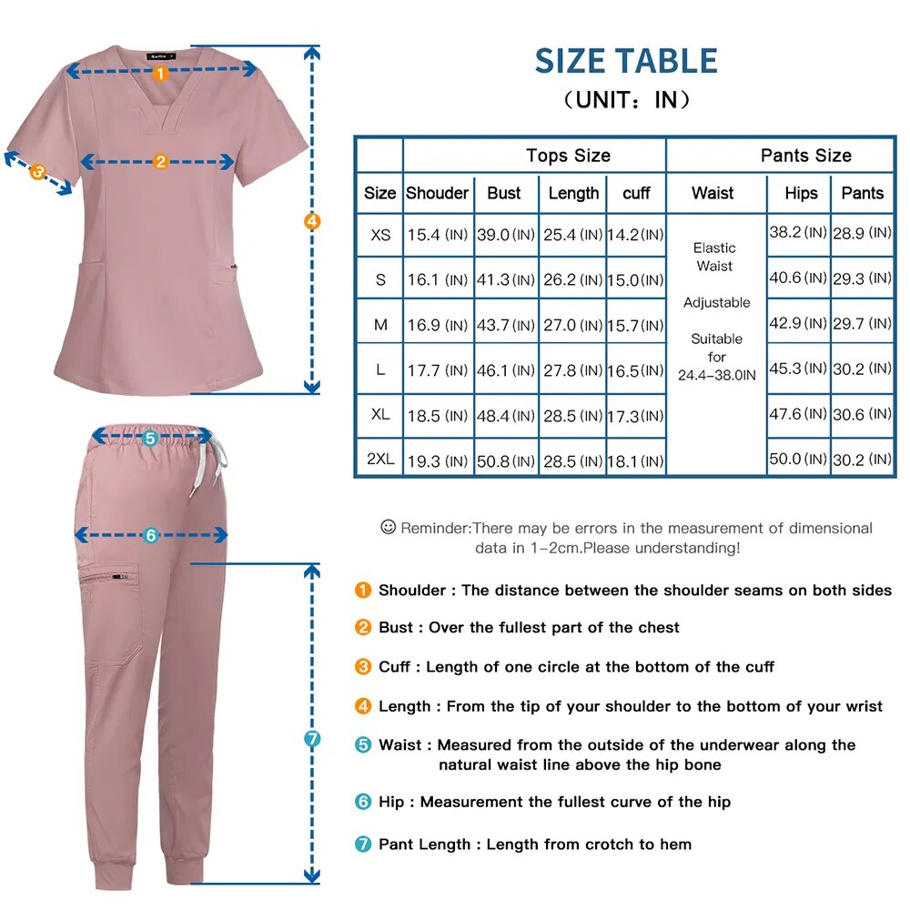 New Short Sleeve Scrubs Top With Pocket Pants Medical Nurse Uniforms Doctor Surgery Overalls Spa Outwear Beauty Salon Workwear