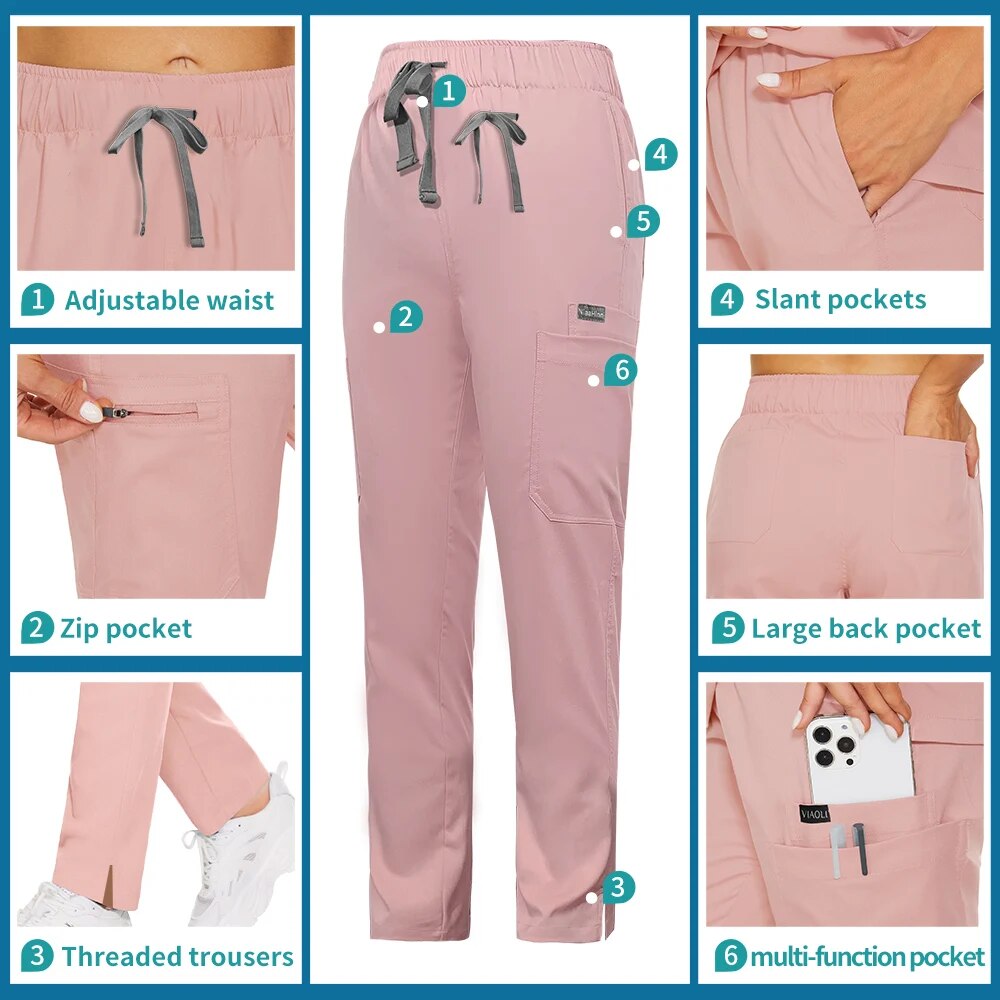 Elasticity Pet Clinic Nurse Work Pant High Quality Solid Color Dentist Nursing Scrub Women Bottoms Hospital Doctor Work Clothing