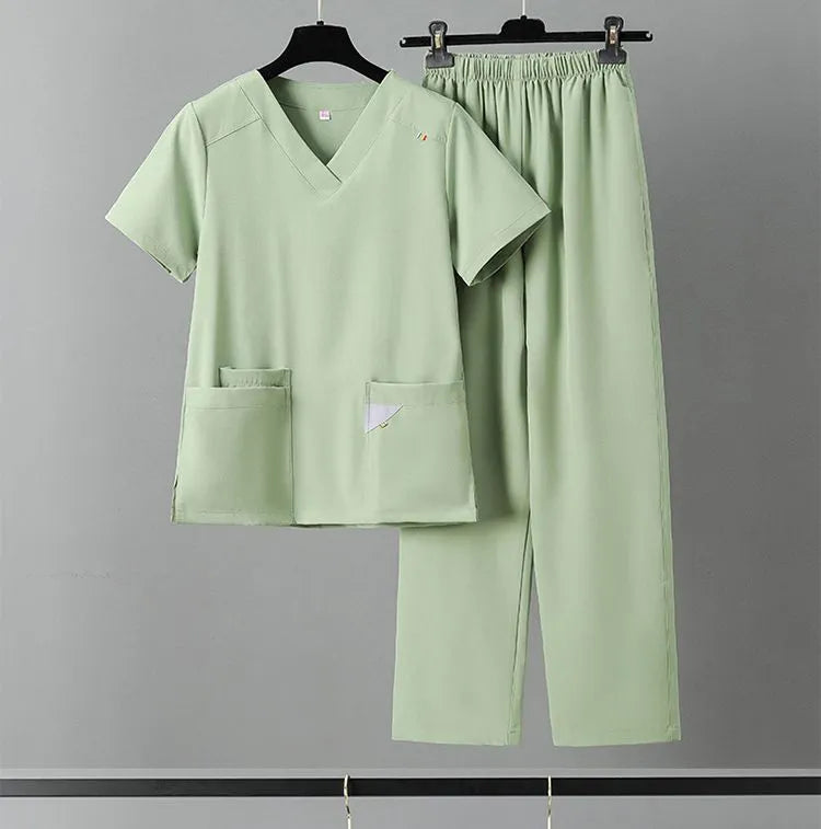 Short Sleeve Medical Clothes Scrubs Nursing Pants Women Thin and Light Fabric  Elastic Medical Uniforms Summer nurse scrubs sets