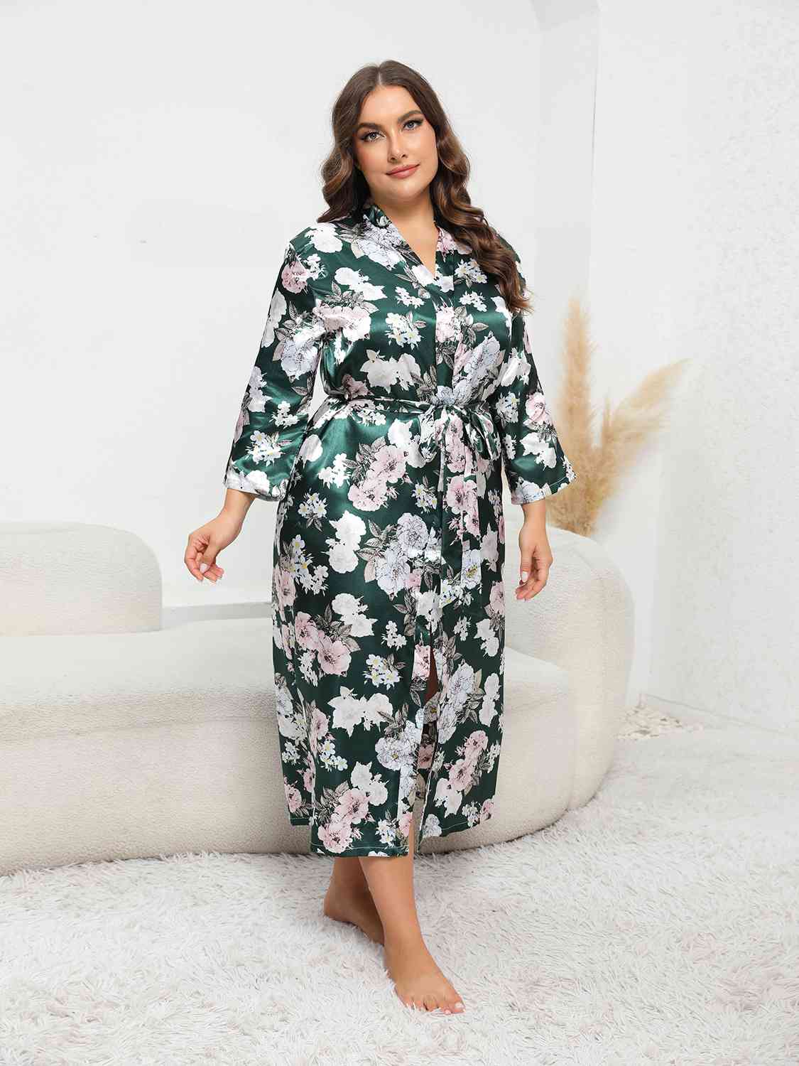 Plus Size Tie Waist Robe