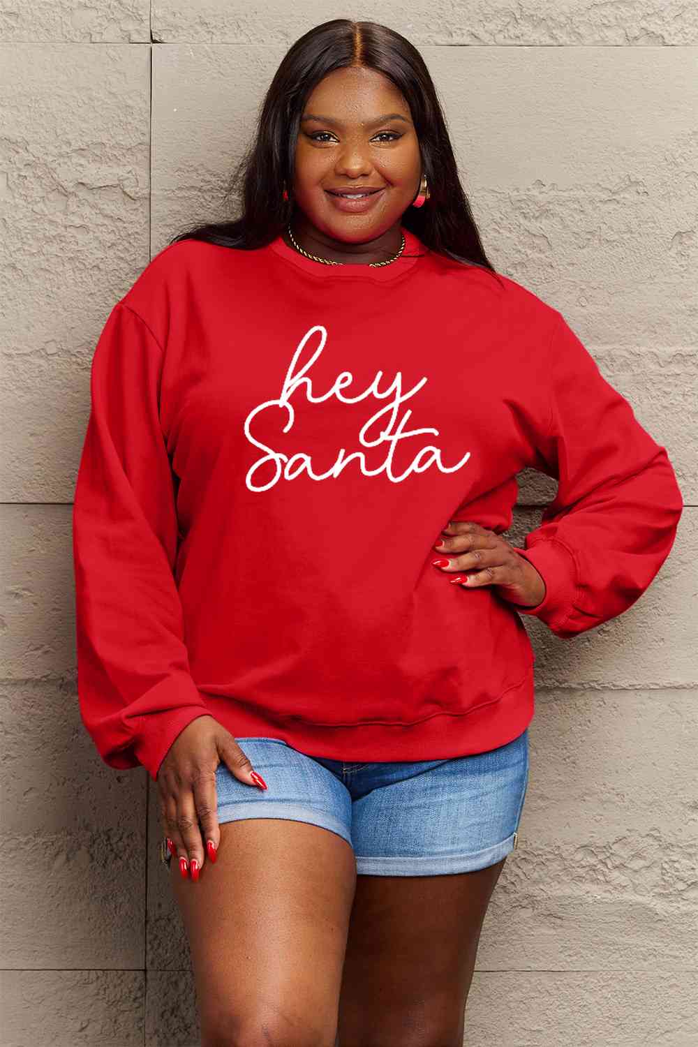 Simply Love Full Size HEY SANTA Graphic Sweatshirt