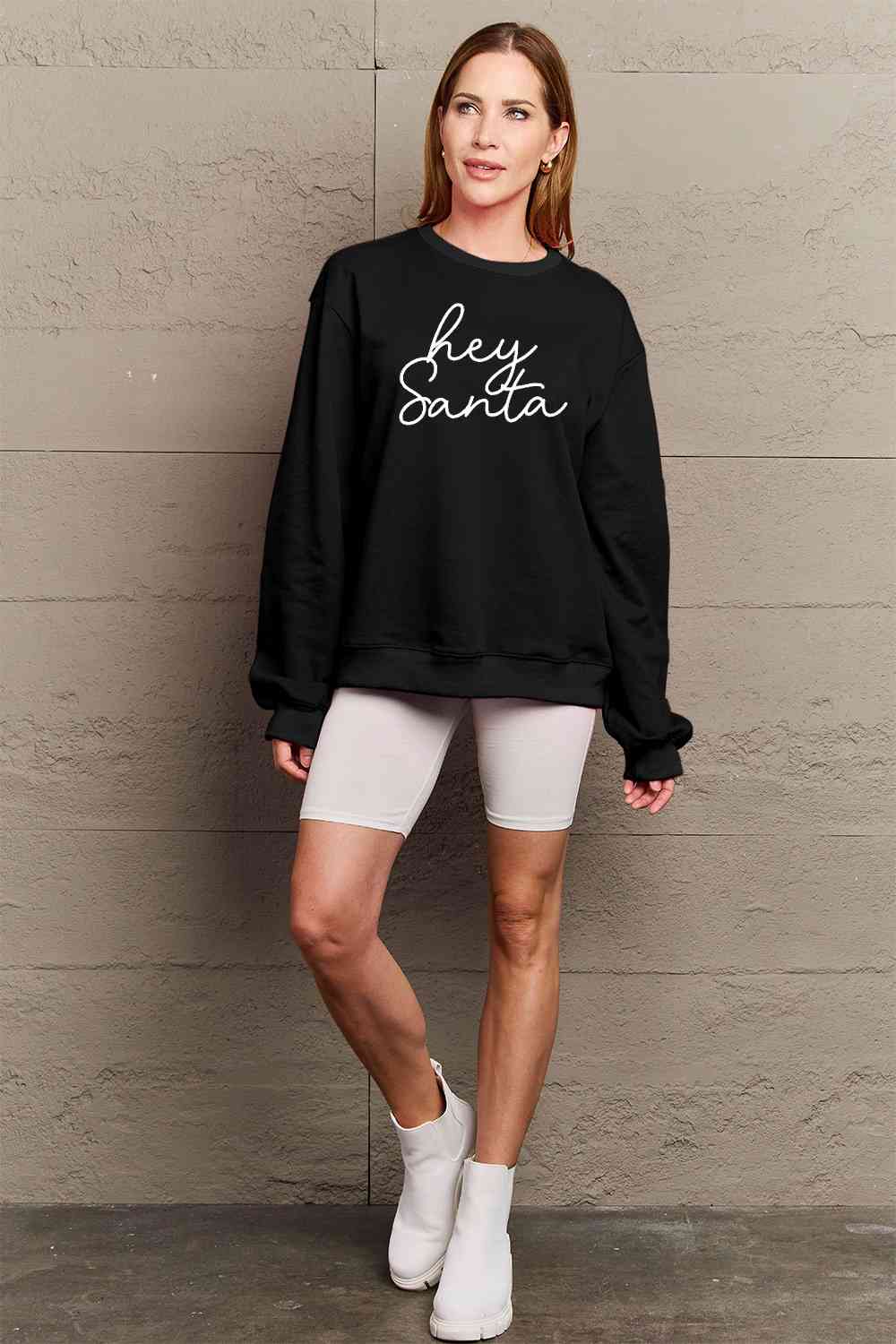 Simply Love Full Size HEY SANTA Graphic Sweatshirt